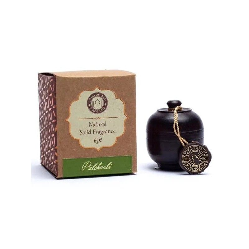 Solid perfume Patchouli in a Rosewood container, Song of India, 6g