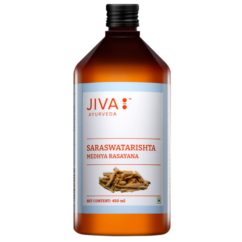 Ayurvedic herbal syrup Saraswatarishta, Jiva Ayurveda, 450ml