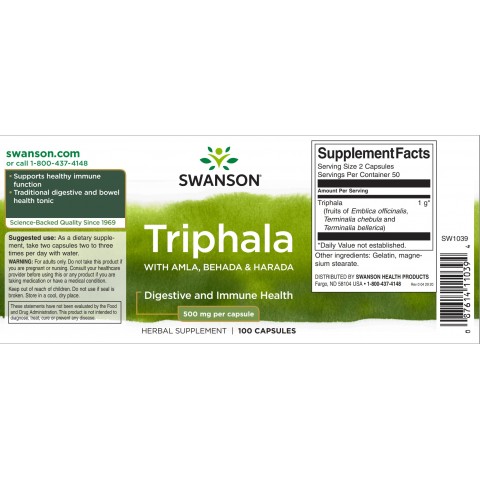 Triphala, Swanson, 500mg, 100 capsules