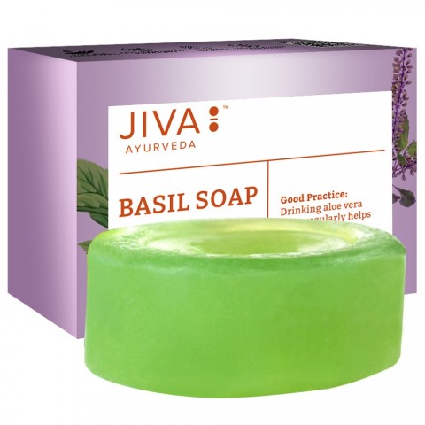 Antibacterial soap with Basil, Jiva Ayurveda, 100g