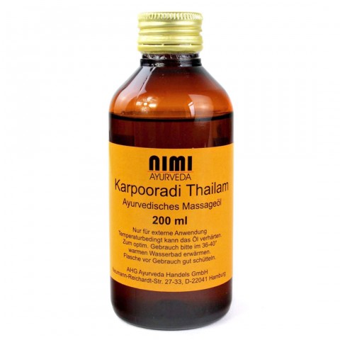 Relaxing body massage oil Karpooradi Thailam (Keram), Nimi Ayurveda, 200 ml