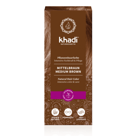 Vegetable medium brown hair dye Medium Brown, Khadi Naturprodukte, 100g