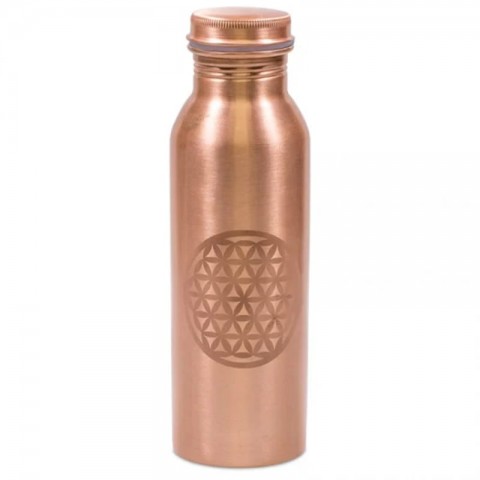 Copper drink-bottle Flower of Life, engraved, Yogi & Yogini, 750ml