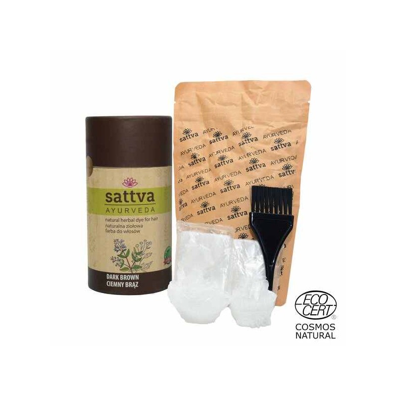 Vegetable dark brown hair dye Dark Brown, Sattva Ayurveda, 150g