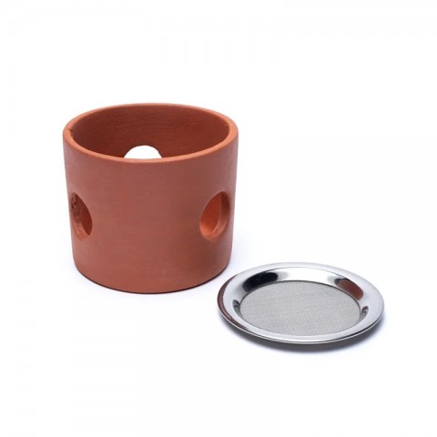 Terracotta incense burner with stainless steel strainer