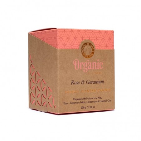 Scented soy wax candle Rose & Geranium, Organic Goodness