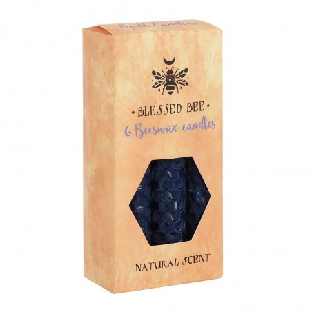 Blue Beeswax Spell Candles Blessed Bee, 6 pcs.