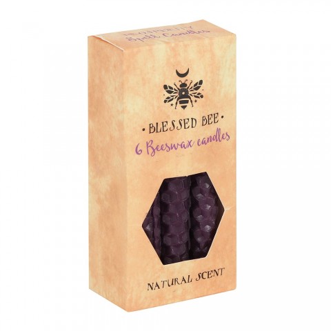 Purple beeswax magic candles Blessed Bee, 6 pcs.