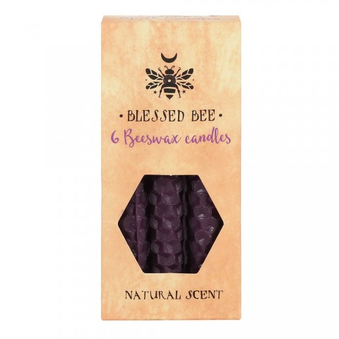 Purple beeswax magic candles Blessed Bee, 6 pcs.