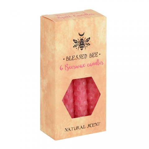 Pink beeswax Spell candles Blessed Bee, 6 pcs.