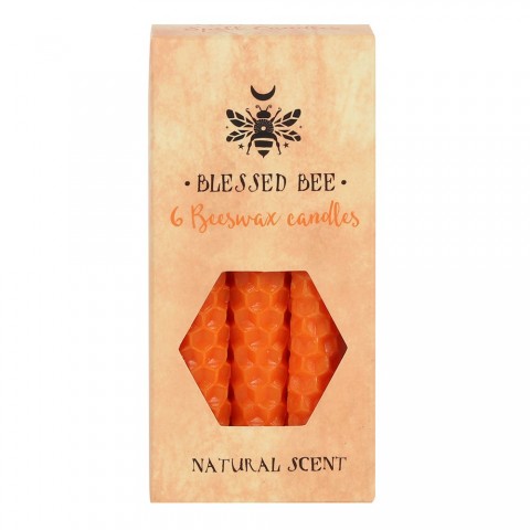 Orange beeswax Spell candles Blessed Bee, 6 pcs.
