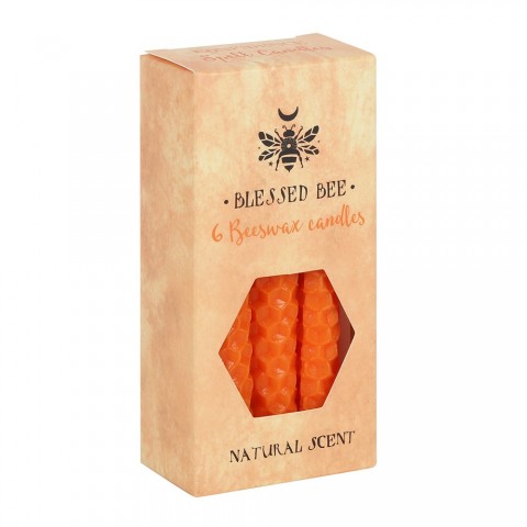 Orange beeswax Spell candles Blessed Bee, 6 pcs.