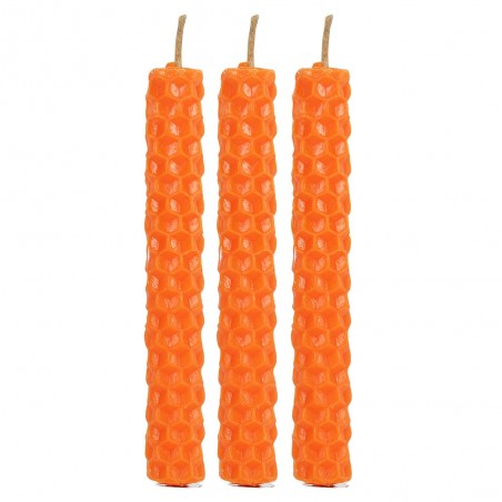 Orange beeswax Spell candles Blessed Bee, 6 pcs.