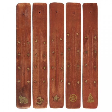 Wooden incense holder with inlay