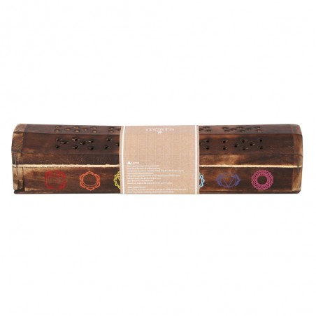 Incense set in a wooden holder-box Chakra