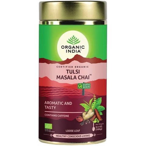 Ayurvedic spice Tulsi Masala Chai, loose, Organic India, 100g
