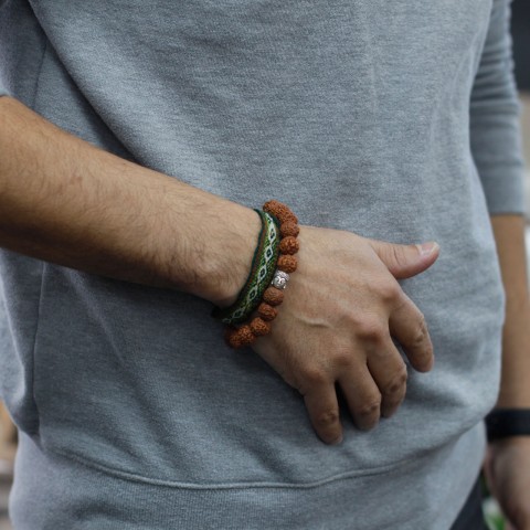 Elasticated brown bracelet Buddha Bangle, brown, 1cm