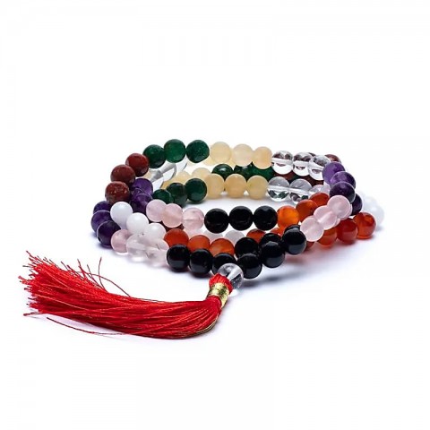 Prayer Beads Mala Nine Planets, AA quality, 108 beads + brocade bag