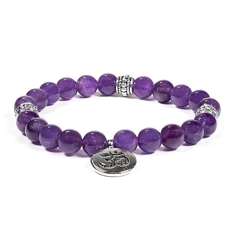 Elastic amethyst bracelet OHM, 8mm