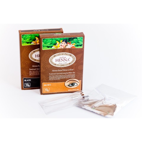 Natūralūs juodi chna antakių dažai INDIAN HENNA BROW Black, 50g