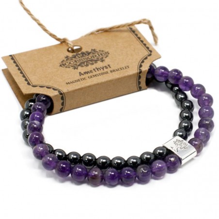 Magnetic double bracelet for peace and clarity Amethyst