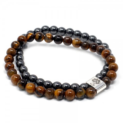 Magnetic double bracelet for confidence and strength Tiger Eye