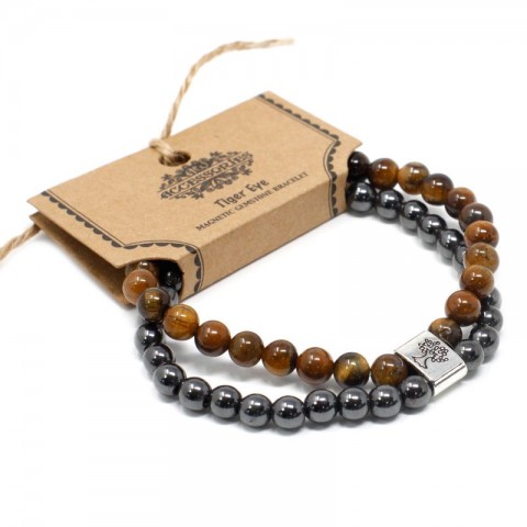 Magnetic double bracelet for confidence and strength Tiger Eye