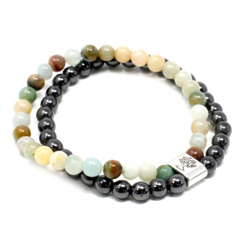 Magnetic double bracelet for integrity and inner strength Amazonite