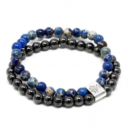 Magnetic double bracelet for correct and clear thinking Sodalite