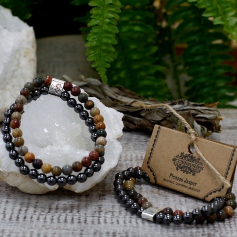 Red Picasso Jasper With Golden Hematite Natural Stone Bracelet– Imeora