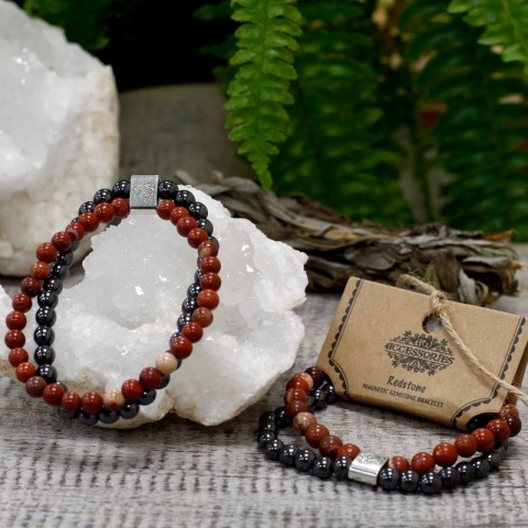 Magnetic double bracelet for protection and energy Red Stone