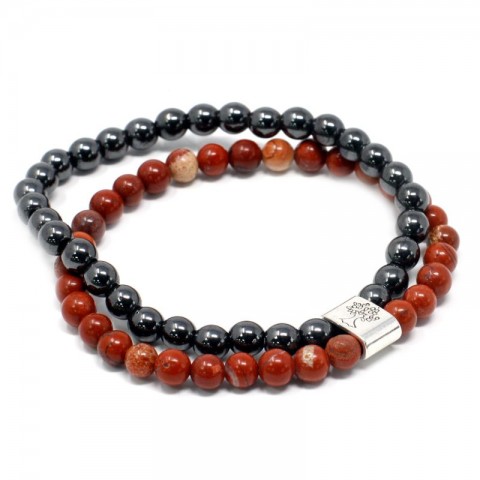 Magnetic double bracelet for protection and energy Red Stone