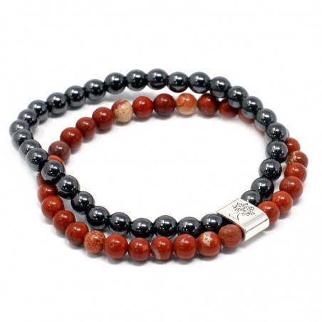 Magnetic double bracelet for protection and energy Red Stone