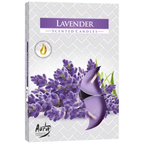 Scented tea lights Lavender, Aura, 6 pcs.