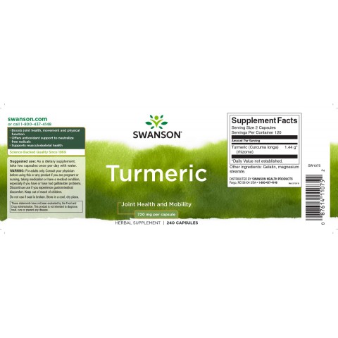 Turmeric, Swanson, 720 mg, 240 capsules