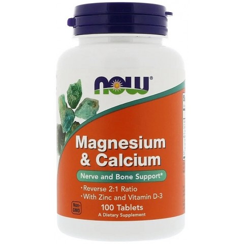 Magnesium and calcium, NOW, 100 tablets