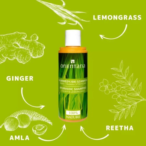 Ayurvedic Hair Shampoo Ginger & Lemongrass, Orientana, 210ml