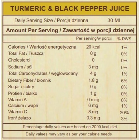 Turmeric and black pepper juice, Sattva Ayurveda, 1ltr