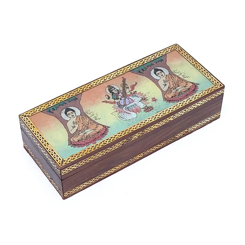 Tarot or jewellery box Buddha and Saraswati