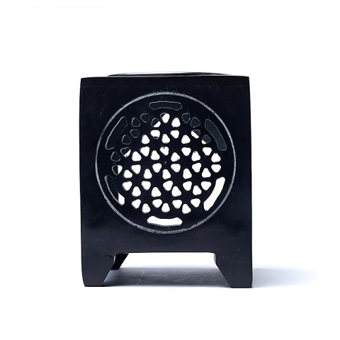 Black soapstone incense burner Flower of Life