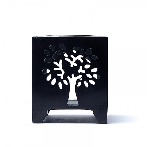 Black soapstone incense burner Tree of Life