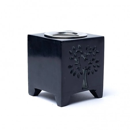 Black soapstone incense burner Tree of Life