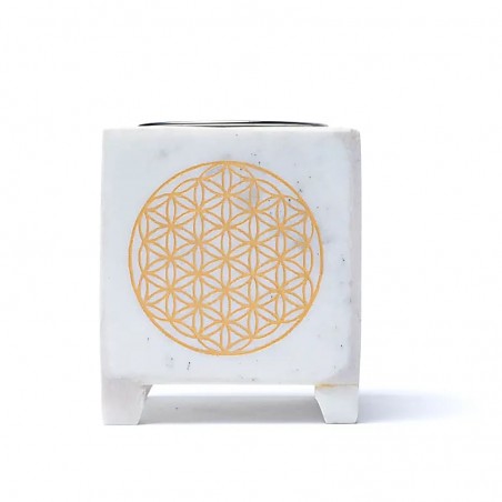 White marble incense burner Flower of Life