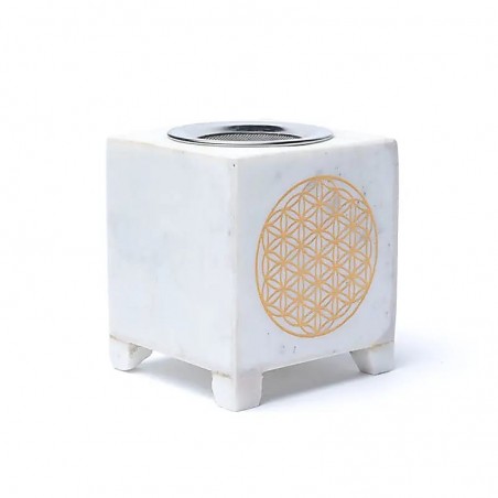 White marble incense burner Flower of Life