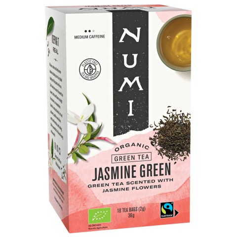 Green tea with jasmine flowers, organic, Numi Tea, 18 packets