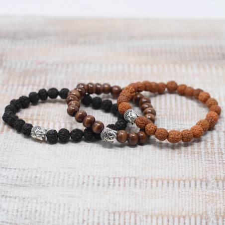 Brown wood beads Buddha bracelet
