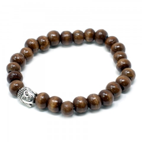 Brown wood beads Buddha bracelet