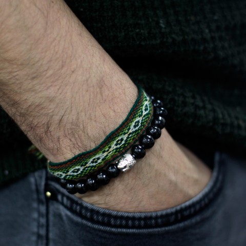 Dark wood beads Buddha bracelet