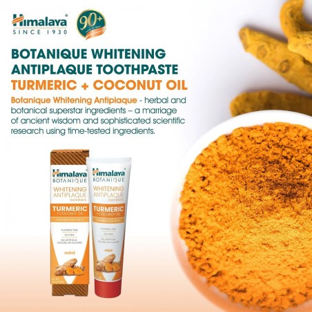 Anti-plaque whitening toothpaste with turmeric and coconut oil Botanique, Himalaya, 113g