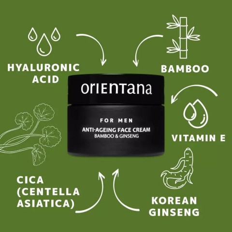 Anti-Aging Face Cream for Men with Bamboo and Ginseng, Orientana, 50g